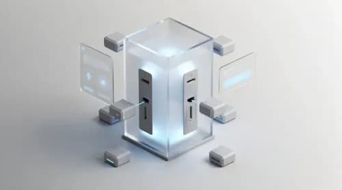3D-Illustration: KI-Module docken an stabile Software-Plattform an