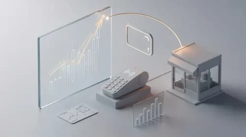 3D-Illustration zu Trade Republic, PayPal, Ebay, Treueprogrammen und KI-Benchmarks im E-Commerce